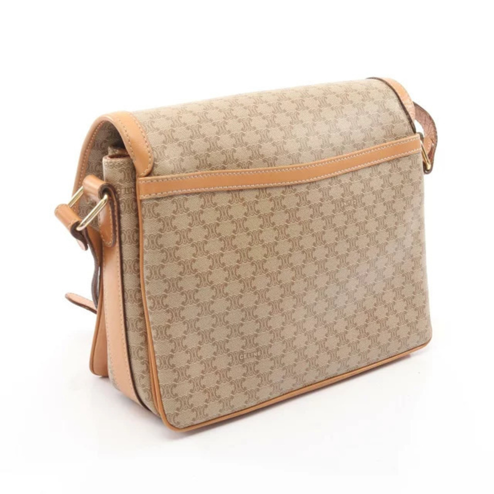 Celine Canvas Brown Shoulder Leather Macadam Bag Beige Brown Tan